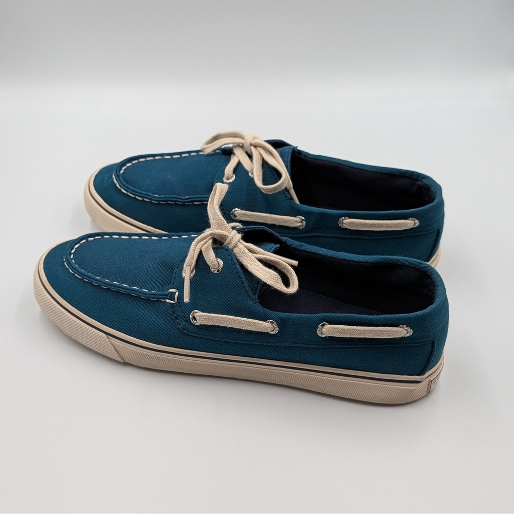 Sperry Top-Sider Bahama Teal Blue Canvas Boat Shoes Womens 9M STS92554